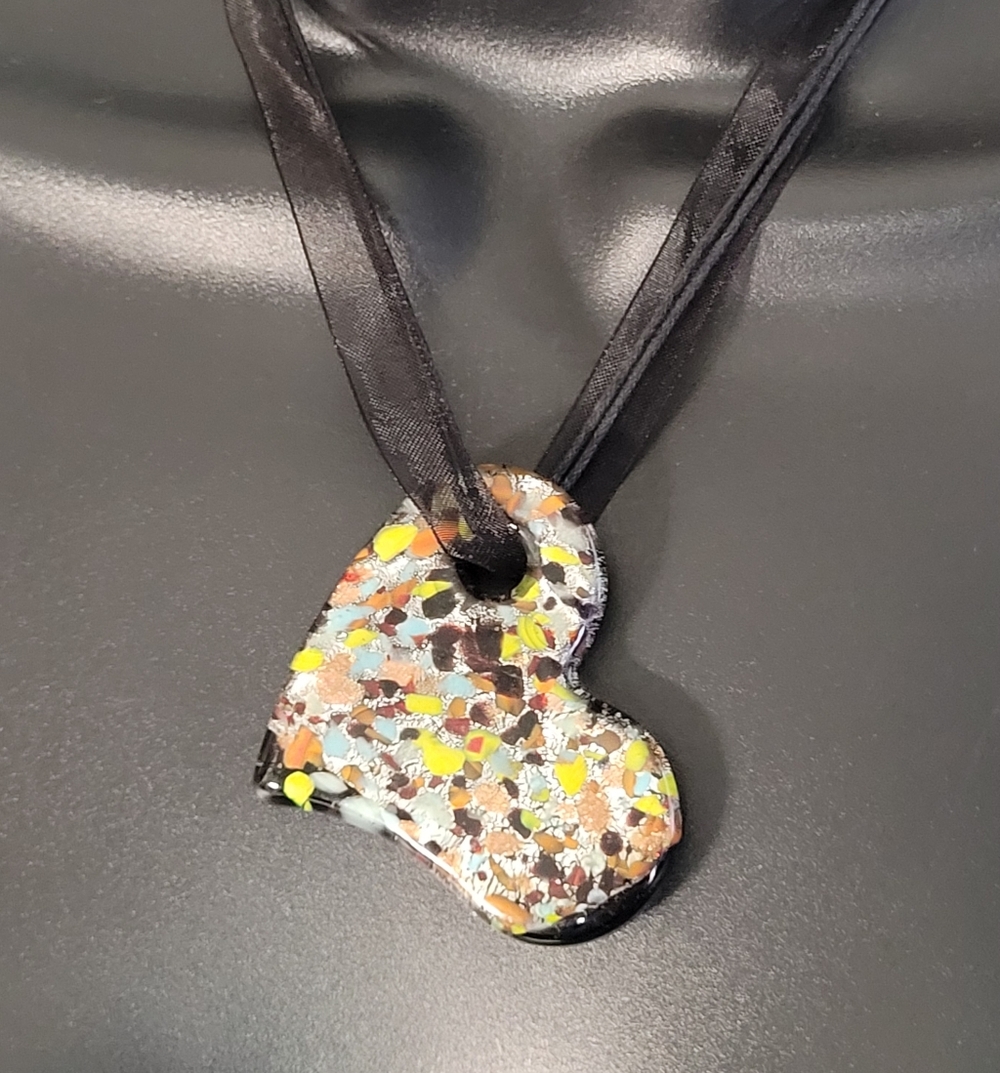Multicolor Heart Glass Pendant
